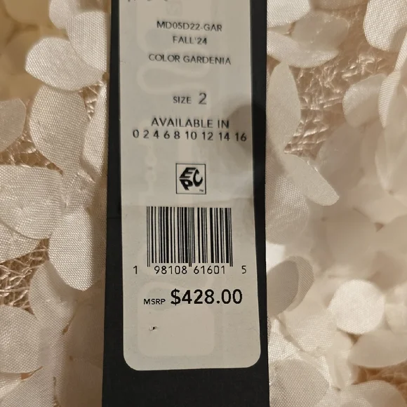 BCBGMaxAzria Ivory Lace Long Sleeve Dress 3D Flowers - Picture 15 of 16